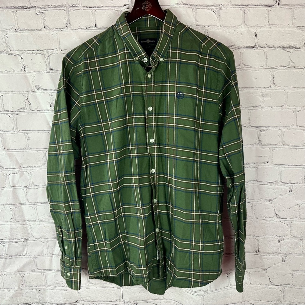 Henri Lloyd regular 100% cotton Forest Green Plaid Button Down Shirt mens M